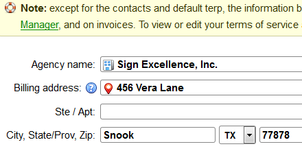 Change your agency's billing address