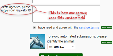 Custom requestor field