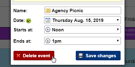 Delete an event from the calendar