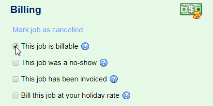 Mark a job as not billable