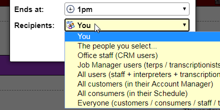 Select event recipients